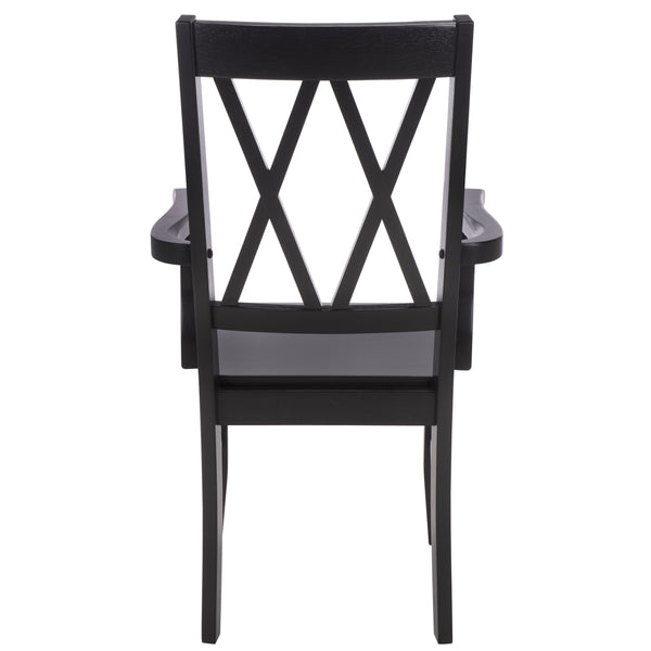 Yana Double X-Back Arm Chair With Ergonomic Arms And Rich Wood Finish For Dining & Accent Seating