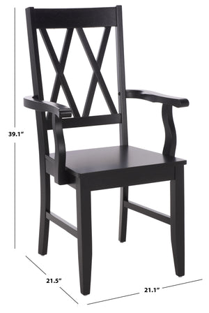 Yana Double X-Back Arm Chair With Ergonomic Arms And Rich Wood Finish For Dining & Accent Seating