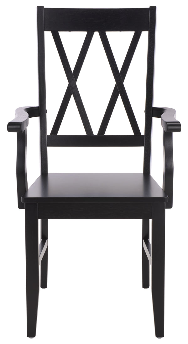 Yana Double X-Back Arm Chair With Ergonomic Arms And Rich Wood Finish For Dining & Accent Seating