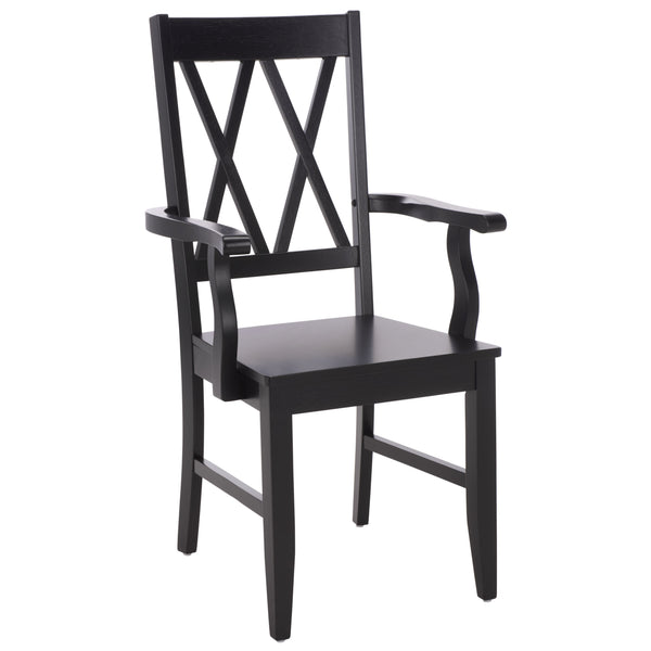 Yana Double X-Back Arm Chair With Ergonomic Arms And Rich Wood Finish For Dining & Accent Seating