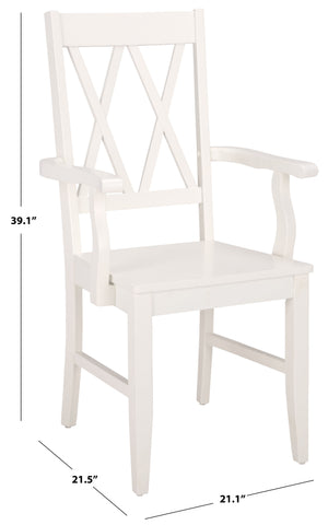 Yana Double X-Back Arm Chair With Ergonomic Arms And Rich Wood Finish For Dining & Accent Seating