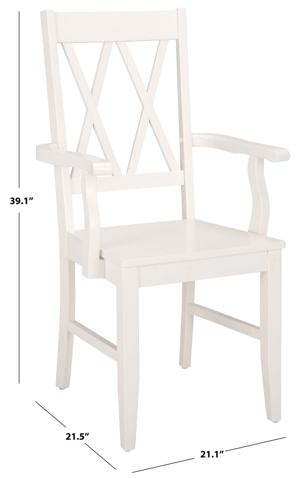 Yana Double X-Back Arm Chair With Ergonomic Arms And Rich Wood Finish For Dining & Accent Seating