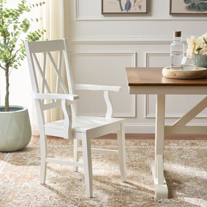 Yana Double X-Back Arm Chair With Ergonomic Arms And Rich Wood Finish For Dining & Accent Seating