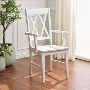 Yana Double X-Back Arm Chair With Ergonomic Arms And Rich Wood Finish For Dining & Accent Seating