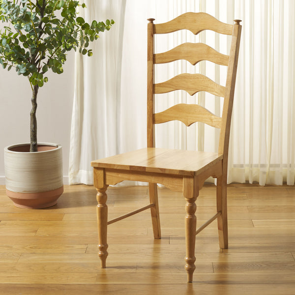 Safavieh Rasia Ladder Back Side Chair - Elegant Light Oak Design For Timeless Dining Room Sophistication Light Oak Wood Dch6903b