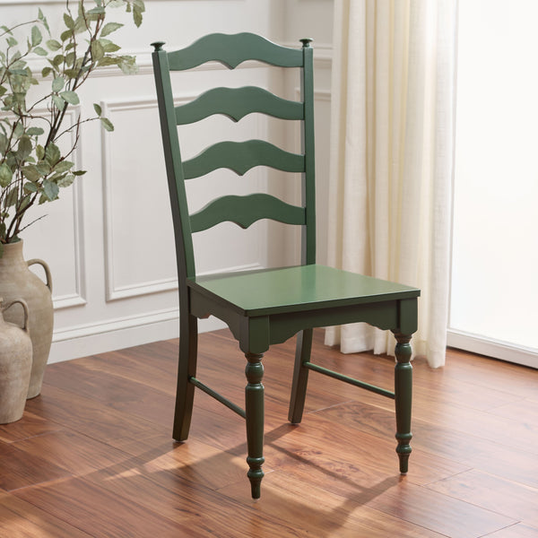 Rasia Solid Wood Ladder Back Side Chair With Ergonomic Support, Durable Lacquer Finish, 40.5" H