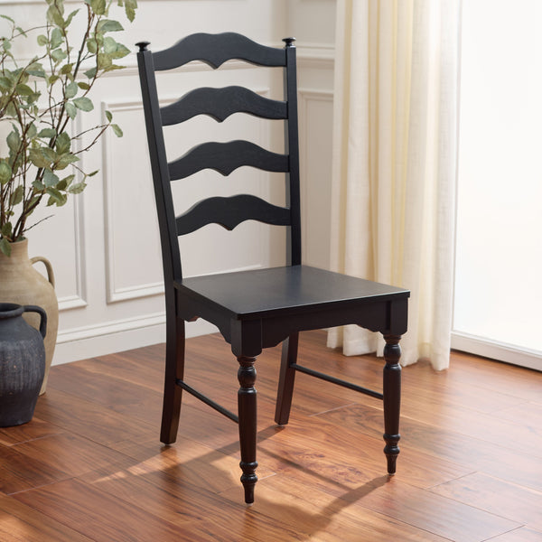 Rasia Solid Wood Ladder Back Side Chair With Ergonomic Support, Durable Lacquer Finish, 40.5" H