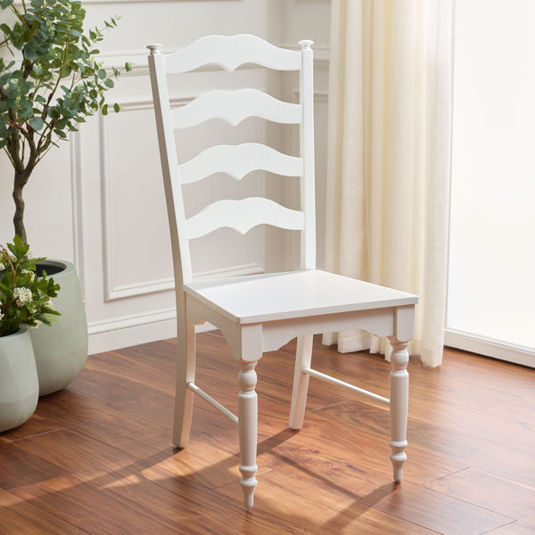 Rasia Solid Wood Ladder Back Side Chair With Ergonomic Support, Durable Lacquer Finish, 40.5" H