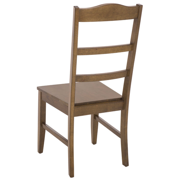 Svetlana Ladder Back Side Chair With Warm Wood Finish, Solid Wood Frame, Comfortable Contoured Seat