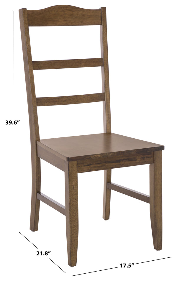 Svetlana Ladder Back Side Chair With Warm Wood Finish, Solid Wood Frame, Comfortable Contoured Seat