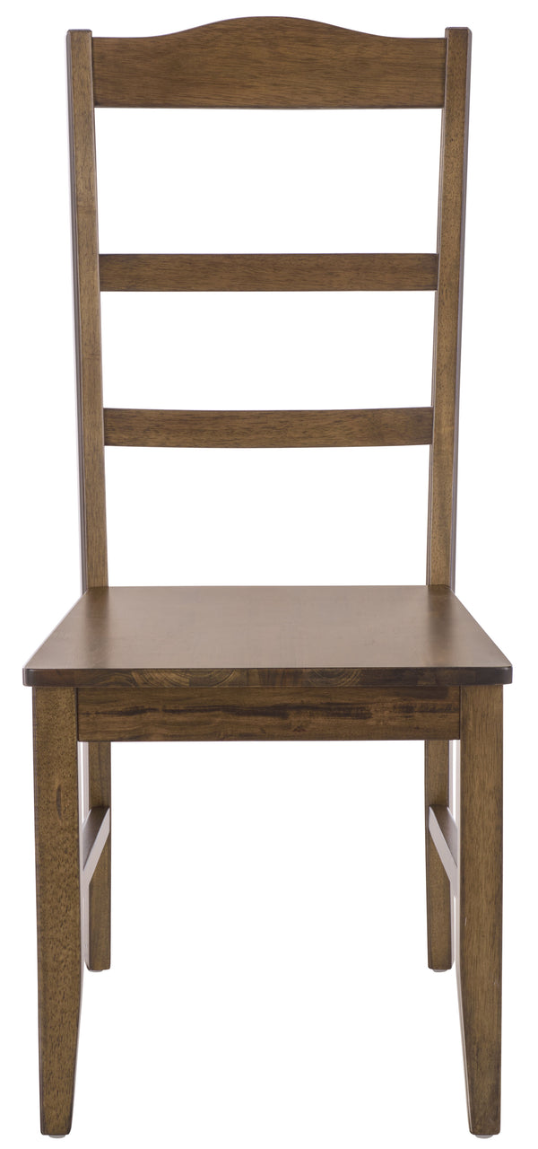 Svetlana Ladder Back Side Chair With Warm Wood Finish, Solid Wood Frame, Comfortable Contoured Seat