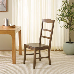 Svetlana Ladder Back Side Chair With Warm Wood Finish, Solid Wood Frame, Comfortable Contoured Seat