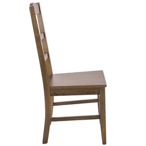Svetlana Ladder Back Side Chair With Warm Wood Finish, Solid Wood Frame, Comfortable Contoured Seat
