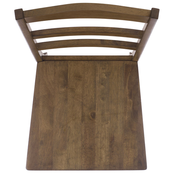 Svetlana Ladder Back Side Chair With Warm Wood Finish, Solid Wood Frame, Comfortable Contoured Seat