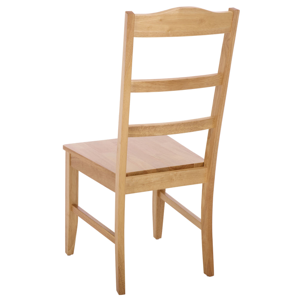 Svetlana Ladder Back Side Chair With Warm Wood Finish, Solid Wood Frame, Comfortable Contoured Seat