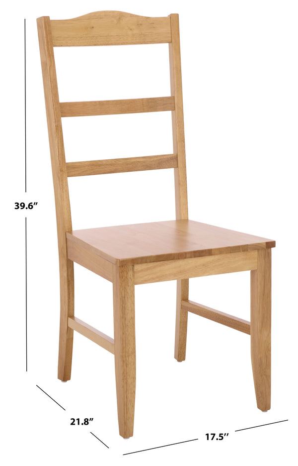 Svetlana Ladder Back Side Chair With Warm Wood Finish, Solid Wood Frame, Comfortable Contoured Seat