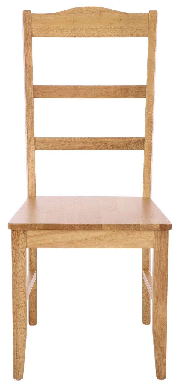 Svetlana Ladder Back Side Chair With Warm Wood Finish, Solid Wood Frame, Comfortable Contoured Seat