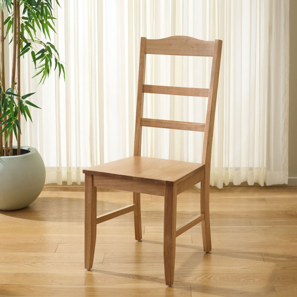 Svetlana Ladder Back Side Chair With Warm Wood Finish, Solid Wood Frame, Comfortable Contoured Seat