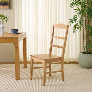 Svetlana Ladder Back Side Chair With Warm Wood Finish, Solid Wood Frame, Comfortable Contoured Seat