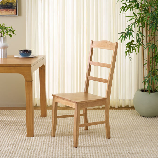 Svetlana Ladder Back Side Chair With Warm Wood Finish, Solid Wood Frame, Comfortable Contoured Seat