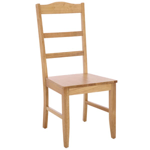 Svetlana Ladder Back Side Chair With Warm Wood Finish, Solid Wood Frame, Comfortable Contoured Seat