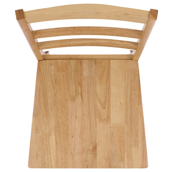 Svetlana Ladder Back Side Chair With Warm Wood Finish, Solid Wood Frame, Comfortable Contoured Seat