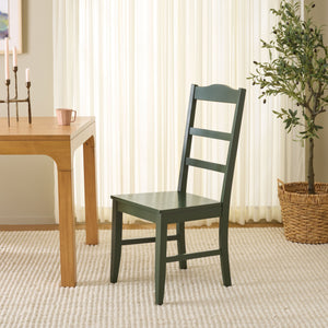 Svetlana Ladder Back Side Chair With Warm Wood Finish, Solid Wood Frame, Comfortable Contoured Seat