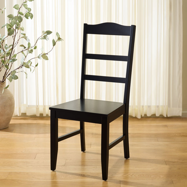 Svetlana Ladder Back Side Chair With Warm Wood Finish, Solid Wood Frame, Comfortable Contoured Seat
