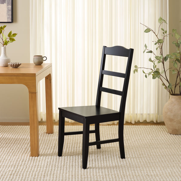 Svetlana Ladder Back Side Chair With Warm Wood Finish, Solid Wood Frame, Comfortable Contoured Seat