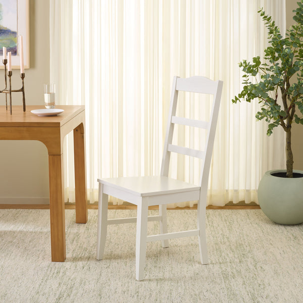Svetlana Ladder Back Side Chair With Warm Wood Finish, Solid Wood Frame, Comfortable Contoured Seat
