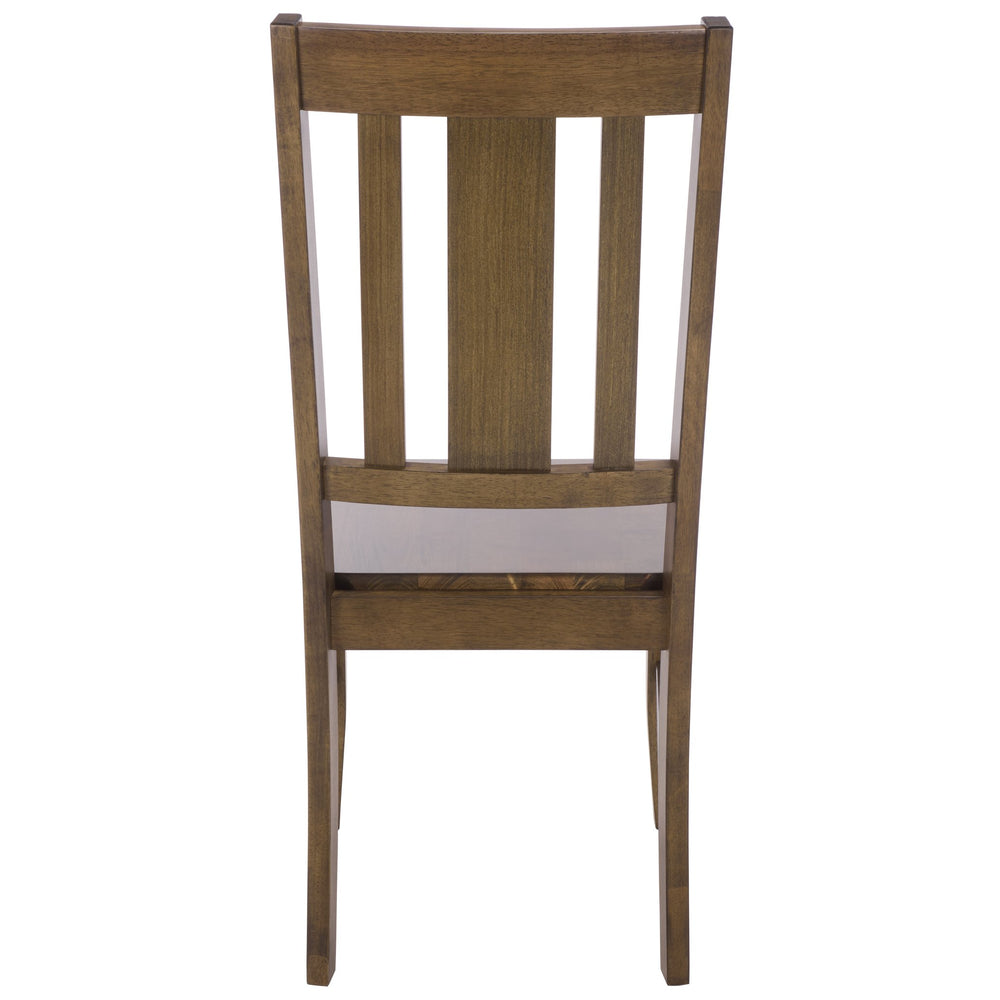 Roswitha Slat Back Side Chair With Solid Wood Frame, Contoured Seat & Warm Stain For Dining Comfort