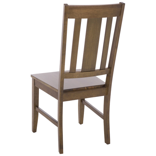 Roswitha Slat Back Side Chair With Solid Wood Frame, Contoured Seat & Warm Stain For Dining Comfort