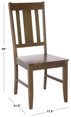 Roswitha Slat Back Side Chair With Solid Wood Frame, Contoured Seat & Warm Stain For Dining Comfort
