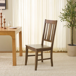 Roswitha Slat Back Side Chair With Solid Wood Frame, Contoured Seat & Warm Stain For Dining Comfort