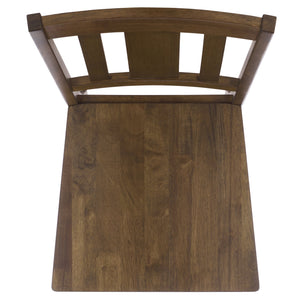 Roswitha Slat Back Side Chair With Solid Wood Frame, Contoured Seat & Warm Stain For Dining Comfort