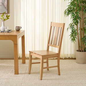 Roswitha Slat Back Side Chair With Solid Wood Frame, Contoured Seat & Warm Stain For Dining Comfort