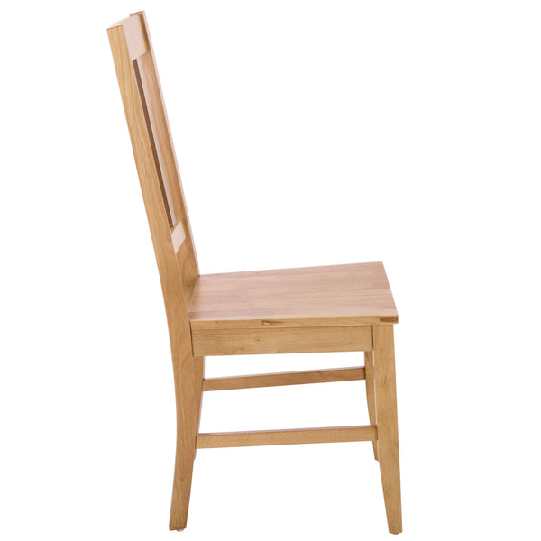 Roswitha Slat Back Side Chair With Solid Wood Frame, Contoured Seat & Warm Stain For Dining Comfort