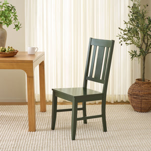 Roswitha Slat Back Side Chair With Solid Wood Frame, Contoured Seat & Warm Stain For Dining Comfort