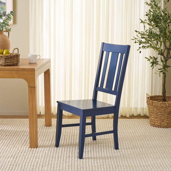 Roswitha Slat Back Side Chair With Solid Wood Frame, Contoured Seat & Warm Stain For Dining Comfort