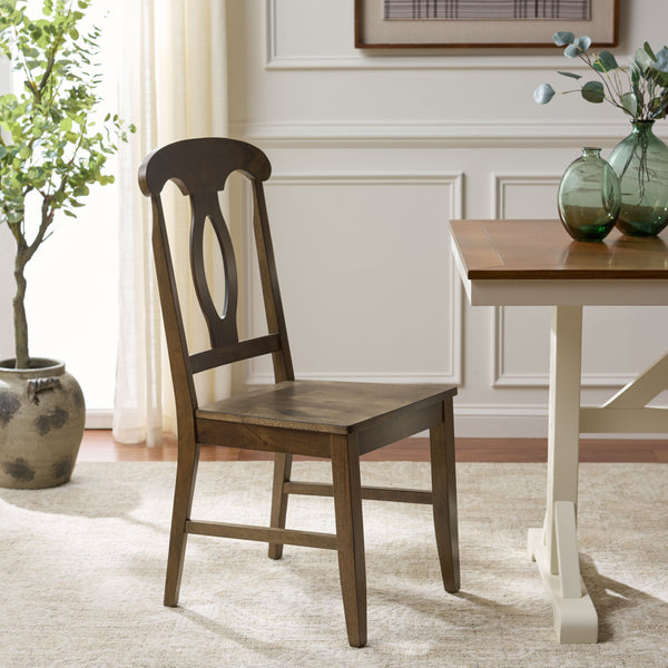 Hannelore Scandinavian Side Chair With Warm Wood Grain Finish, Solid Frame, Comfortable Contoured Seat