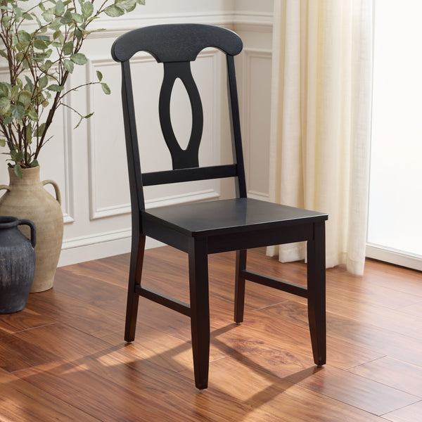Hannelore Scandinavian Side Chair With Warm Wood Grain Finish, Solid Frame, Comfortable Contoured Seat