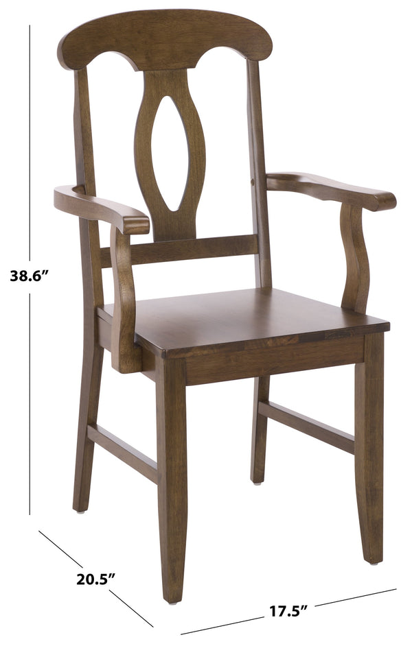Hannelore Elegant Arm Chair With Solid Wood Frame, Curved Back & Integrated Arms For Comfort