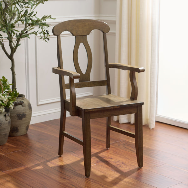 Hannelore Elegant Arm Chair With Solid Wood Frame, Curved Back & Integrated Arms For Comfort