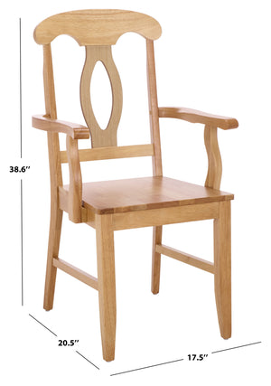 Hannelore Elegant Arm Chair With Solid Wood Frame, Curved Back & Integrated Arms For Comfort