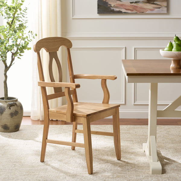 Hannelore Elegant Arm Chair With Solid Wood Frame, Curved Back & Integrated Arms For Comfort