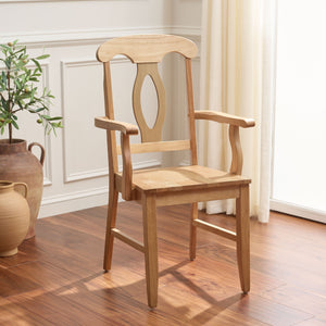 Hannelore Elegant Arm Chair With Solid Wood Frame, Curved Back & Integrated Arms For Comfort