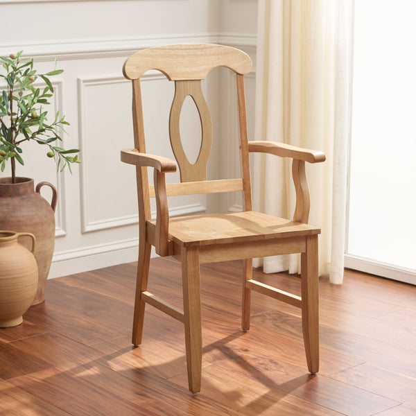 Hannelore Elegant Arm Chair With Solid Wood Frame, Curved Back & Integrated Arms For Comfort