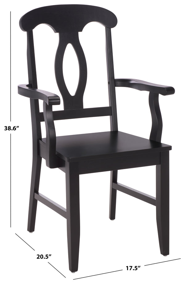 Hannelore Elegant Arm Chair With Solid Wood Frame, Curved Back & Integrated Arms For Comfort