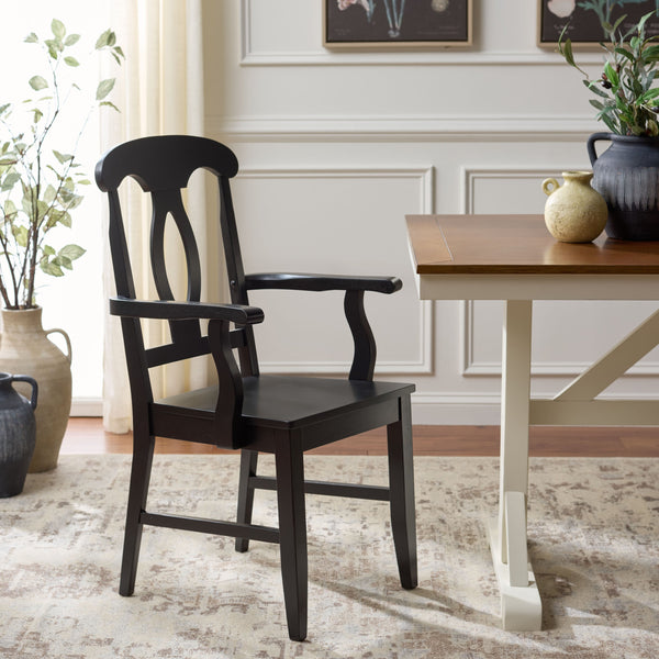 Hannelore Elegant Arm Chair With Solid Wood Frame, Curved Back & Integrated Arms For Comfort