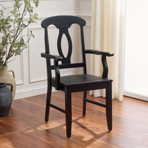 Hannelore Elegant Arm Chair With Solid Wood Frame, Curved Back & Integrated Arms For Comfort